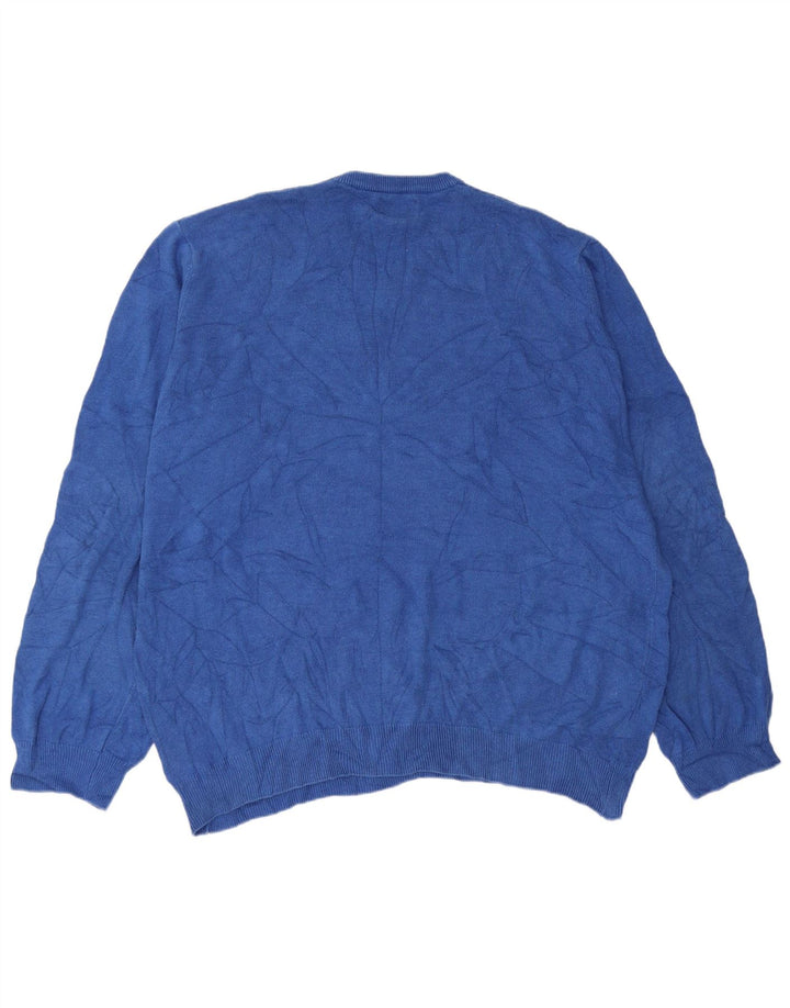 Ανδρικό πουλόβερ Marks & Spencer με V λαιμόκοψη 2XL Μπλε βαμβακερό