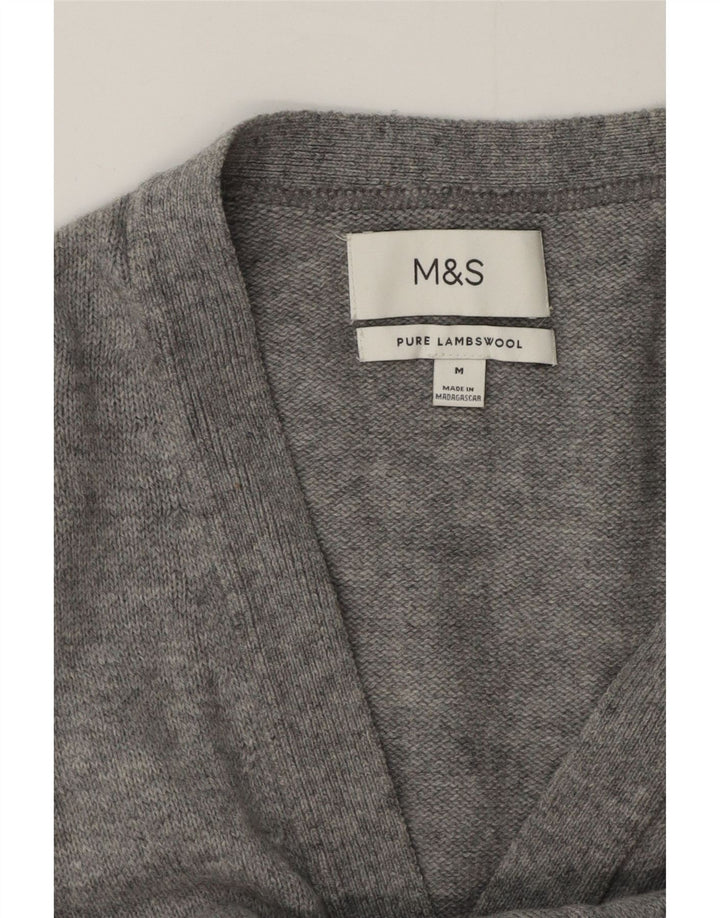 Ανδρικό πουλόβερ MARKS & SPENCER Ζακέτα με μεσαίο γκρι μαλλί αρνιού