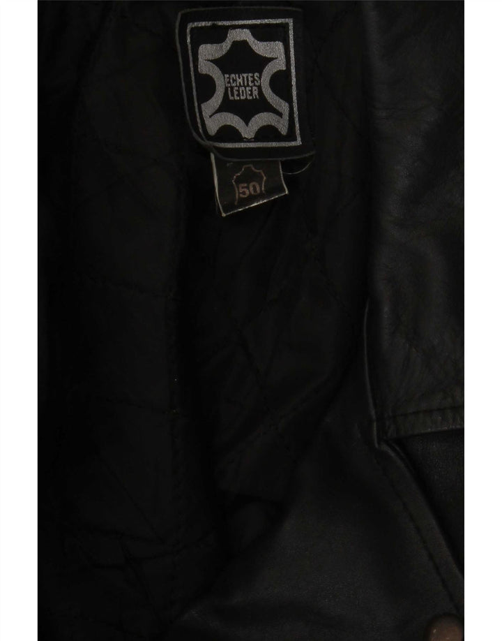 Vintage Ανδρικό Military Leather Biker Jacket IT 50 Medium Black