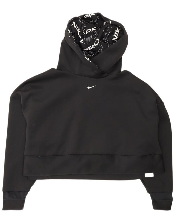 Nike γυναικείο Dri Fit Crop Hoodie Jumper UK 14 2XL Αθλητικό μαύρο πολυεστέρα
