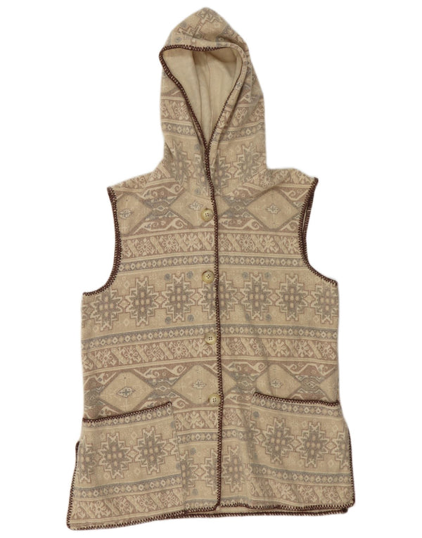Vintage γυναικεία ζακέτα με κουκούλα UK 16 Large Beige Fair Isle