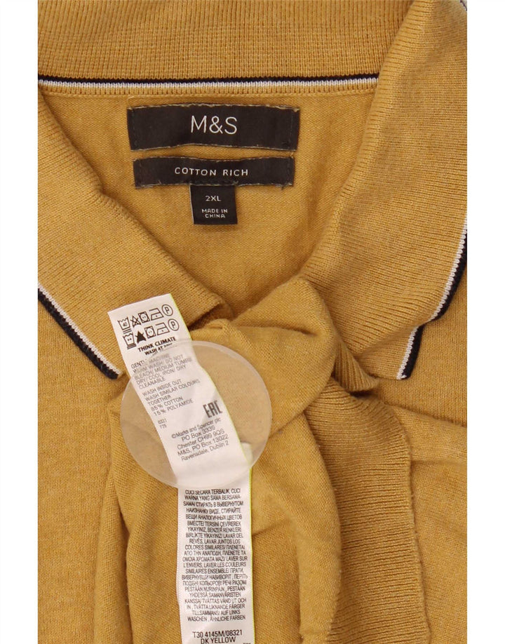Ανδρικό μπλουζάκι πόλο Marks & Spencer 2XL κίτρινο βαμβακερό