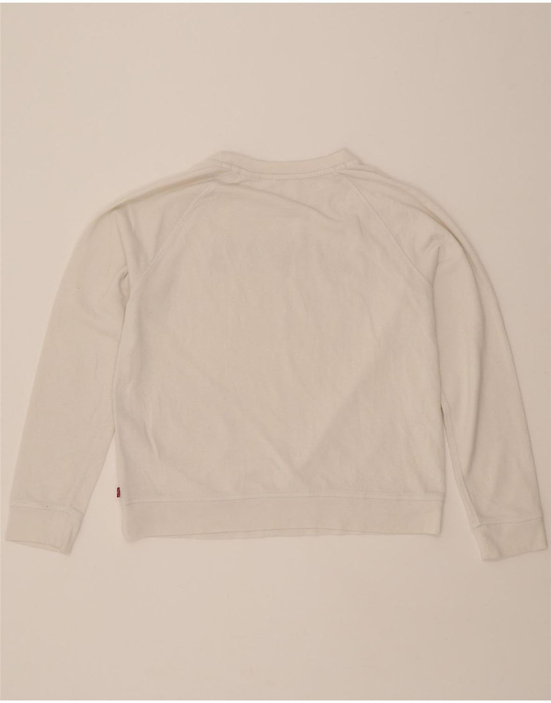 LEVI'S Womens Graphic Sweatshirt Jumper UK 16 Large White Cotton Vintage Levi's and Second-Hand Levi's from Messina Hembry 