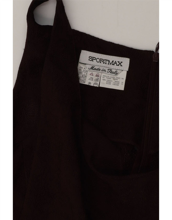 SPORTMAX Γυναικείο Αμάνικο Bodycon Φόρεμα UK 10 Small Burgundy Floral