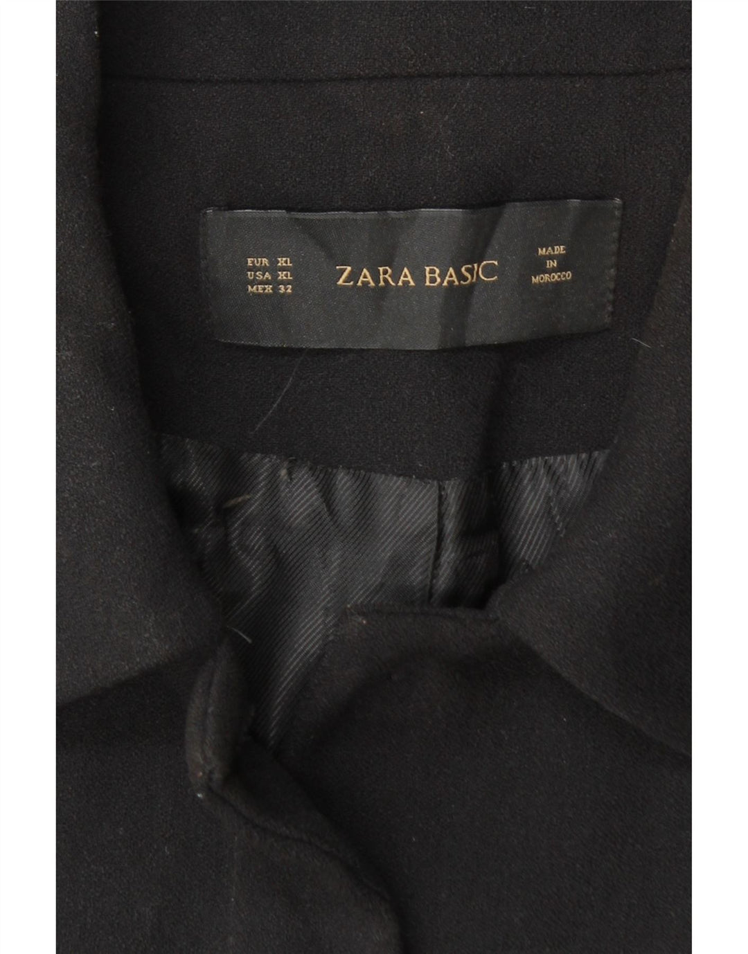ZARA Womens Crop Blazer Jacket UK 18 XL Black Polyester