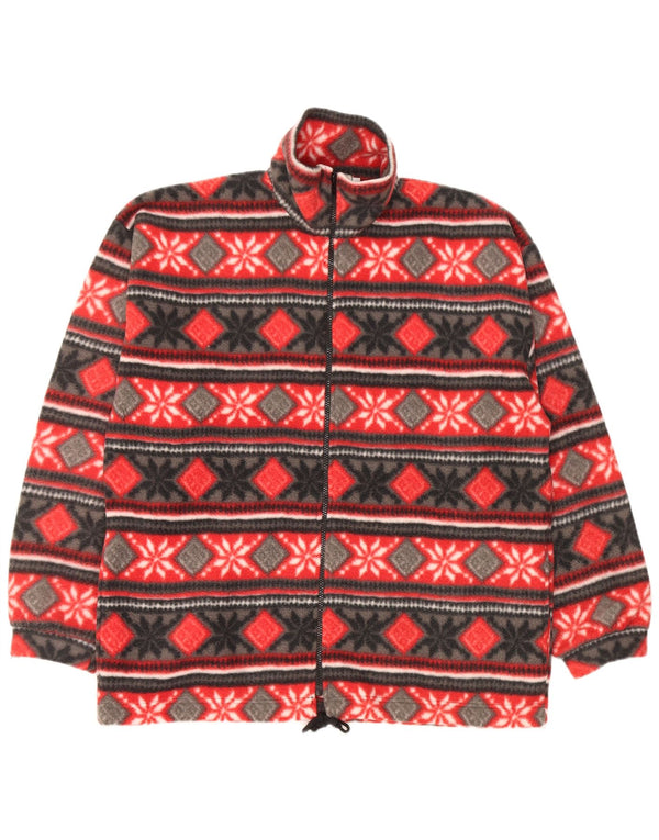 Vintage Ανδρικό Fleece Jacket UK 40 Large Red Fair Isle