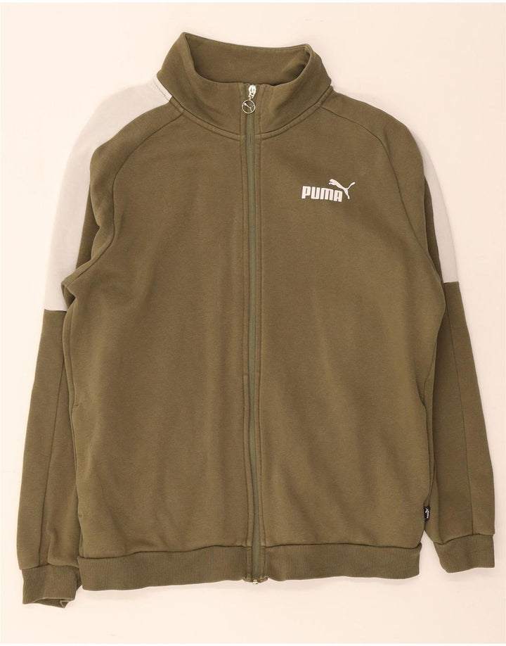 Ανδρική φόρμα Puma Μπουφάν με μεσαίο χακί χρώματος βαμβακερό