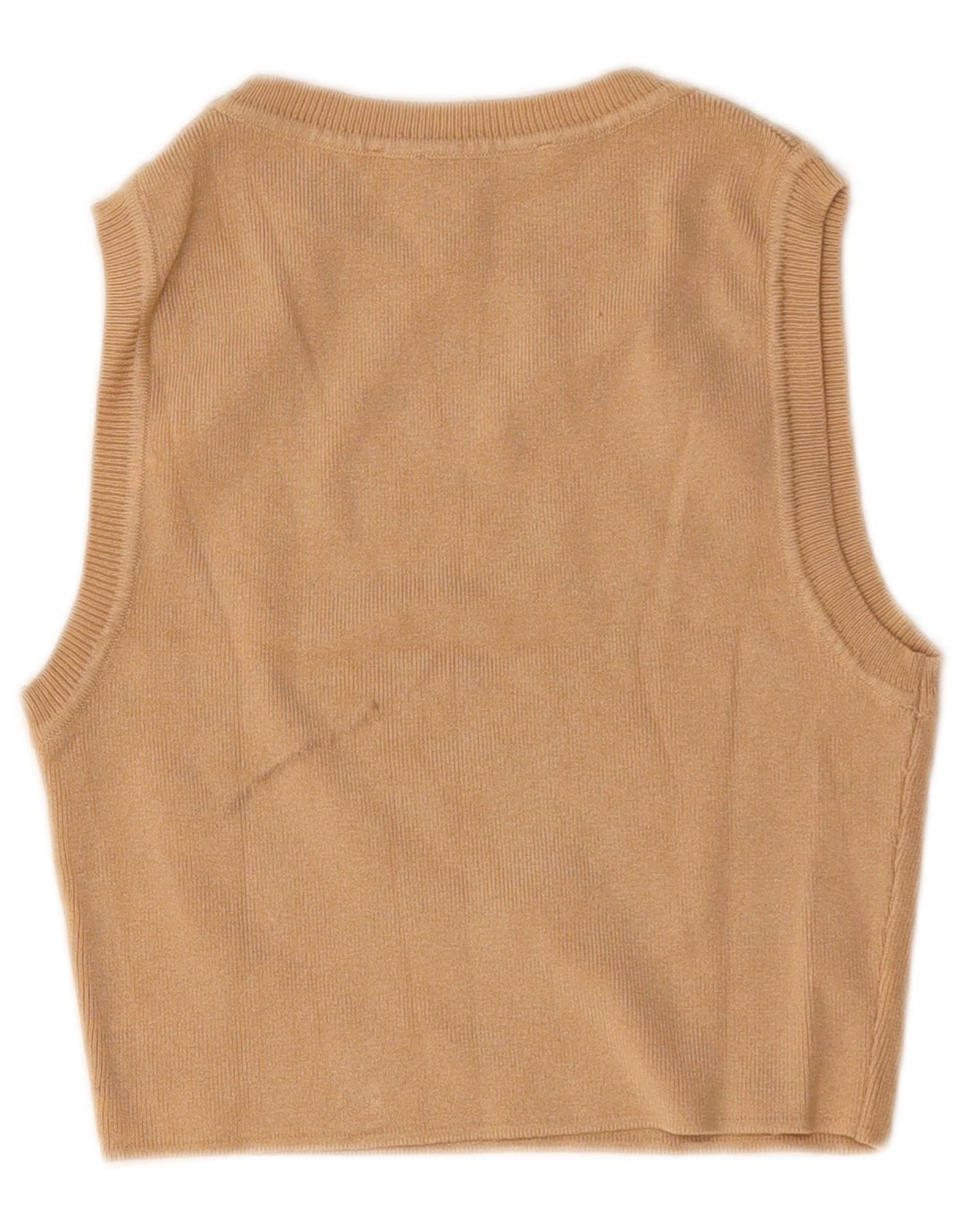 Zara Γυναικείο Crop Vest Top UK 12 Medium Beige Viscose