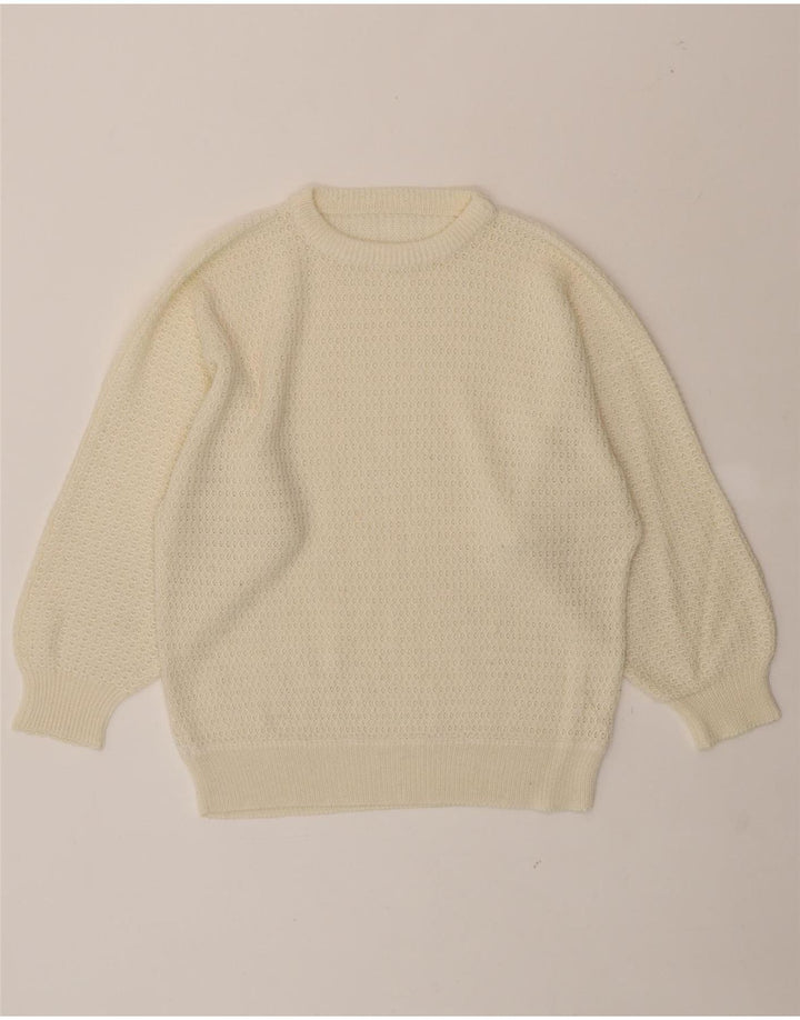 VINTAGE Womens Crew Neck Jumper Sweater UK 14 Medium Off White Vintage Vintage and Second-Hand Vintage from Messina Hembry 
