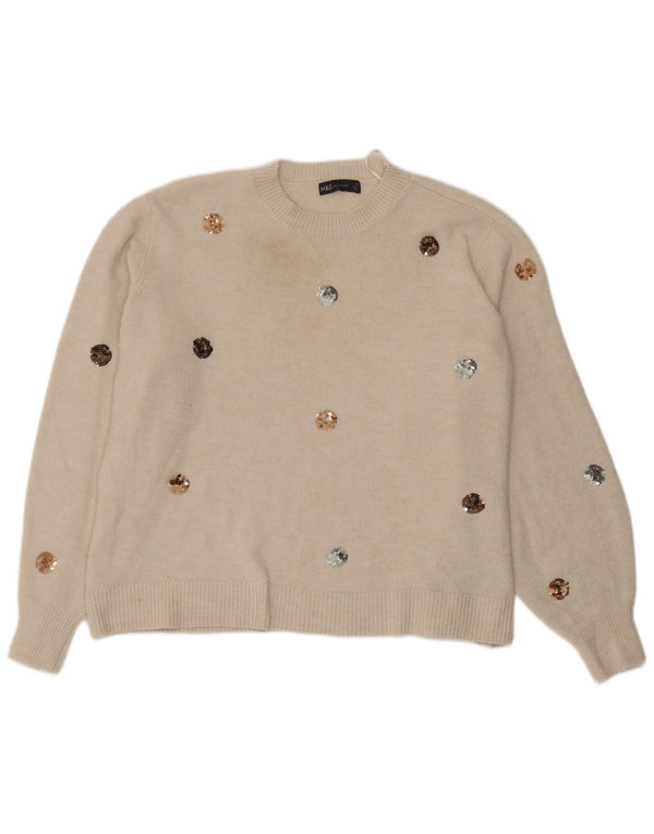 Marks & Spencer Γυναικείο πουλόβερ με λαιμόκοψη UK 18 XL με στίγματα
