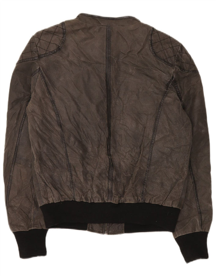 MAZE Ανδρικό Suede Bomber Jacket UK 38 Medium Grey Leather