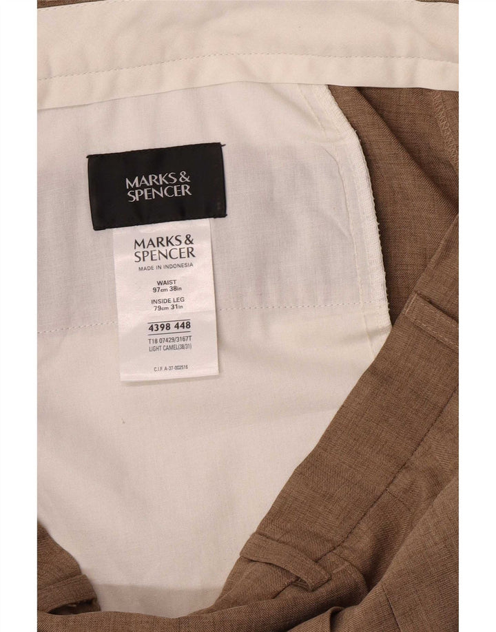 MARKS & SPENCER Ανδρικό ίσιο παντελόνι W38 L31 Μπεζ πολυεστέρας