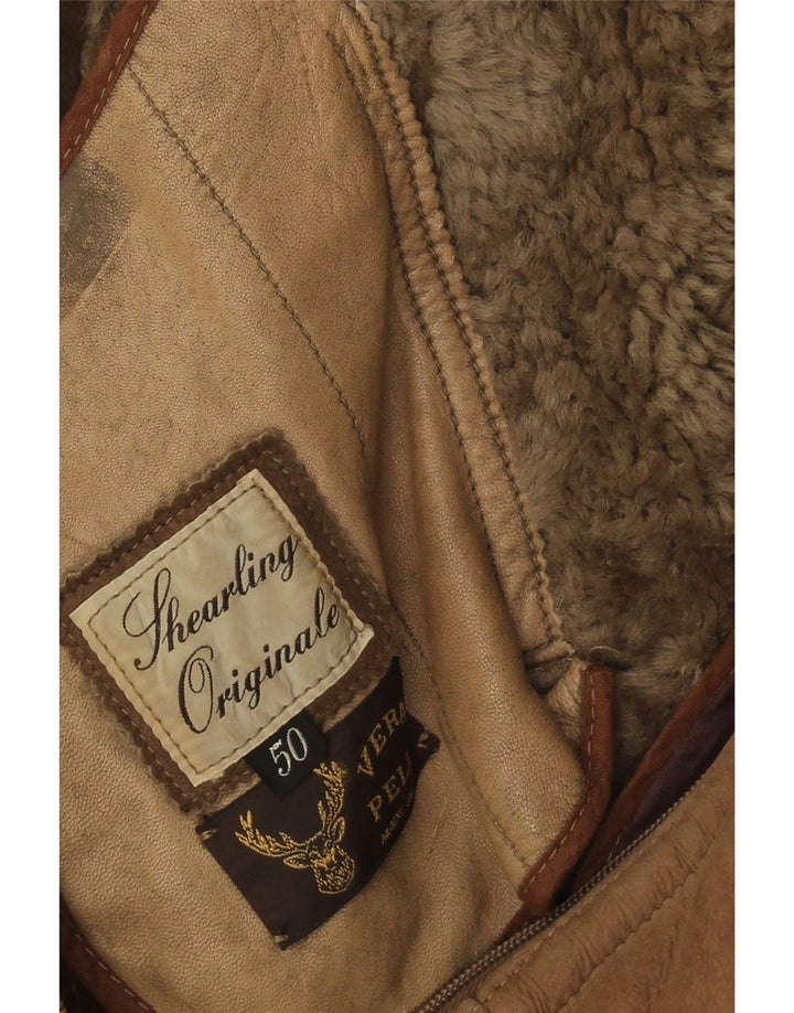 Vintage Ανδρικό Shearling Jacket IT 50 Large Brown Shearling