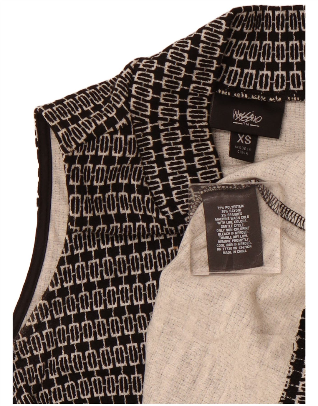 MOSSIMO Γυναικείο Αμάνικο Φόρεμα UK 6 XS Μαύρο γεωμετρικό πολυεστέρα