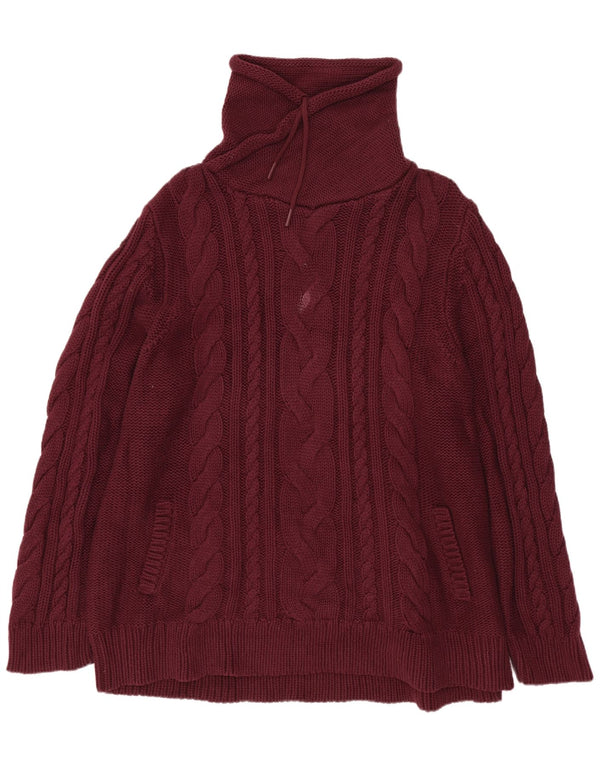 L.L.Bean Γυναικείο πουλόβερ με ρολό λαιμόκοψη UK 20 2XL βαμβακερό μπορντό