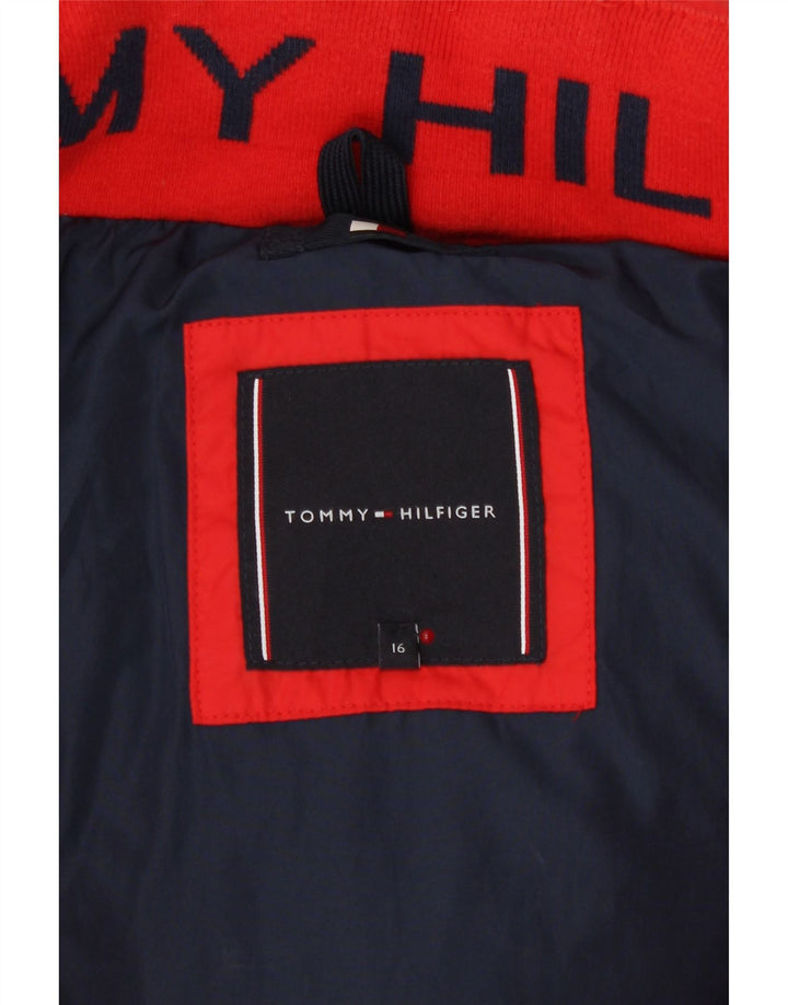 Μπουφάν Tommy Hilfiger Boys με κουκούλα με επένδυση 15-16 ετών κόκκινο πολυεστέρα