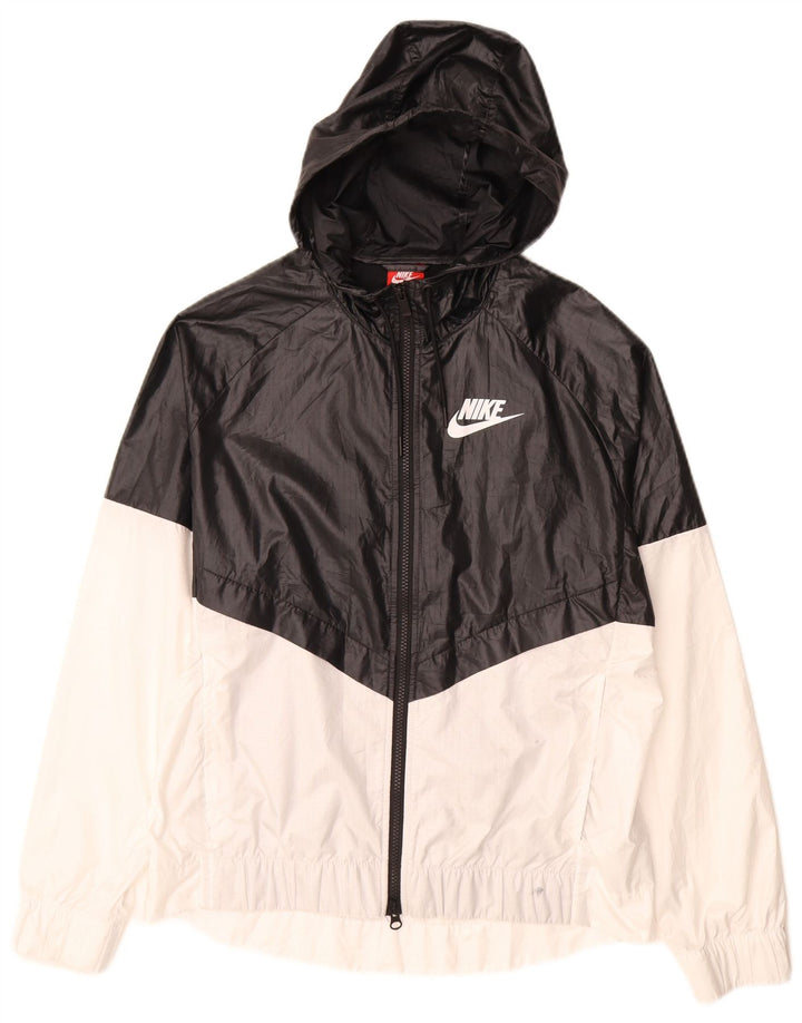 Nike γυναικείο μπουφάν βροχής με κουκούλα UK 16 Large Black Colorblock Polyester
