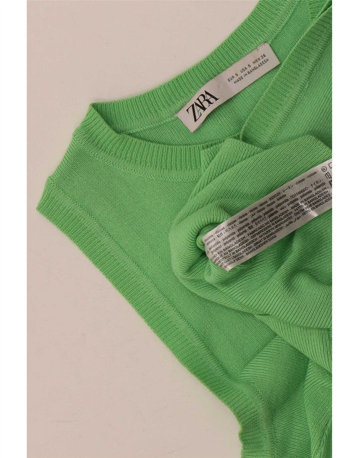 Zara Γυναικείο Γιλέκο Crop Top UK 8 Μικρή Πράσινη Βισκόζη