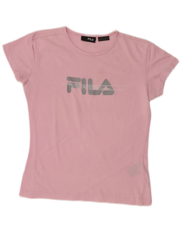 Γυναικείο Crop Graphic T-Shirt FILA Top UK 10 Small Pink
