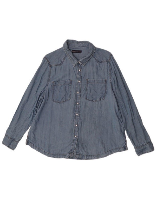 Marks & Spencer Γυναικείο Τζιν Πουκάμισο UK 18 XL Blue Lyocell