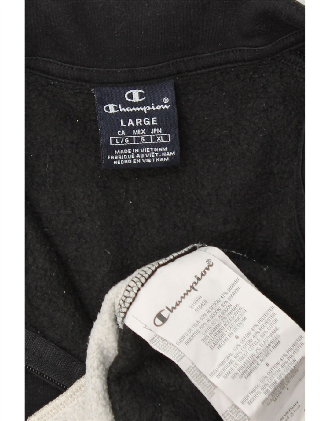 Ανδρική αθλητική φόρμα CHAMPION Μπουφάν με μεγάλο μαύρο χρώμα, βαμβακερό