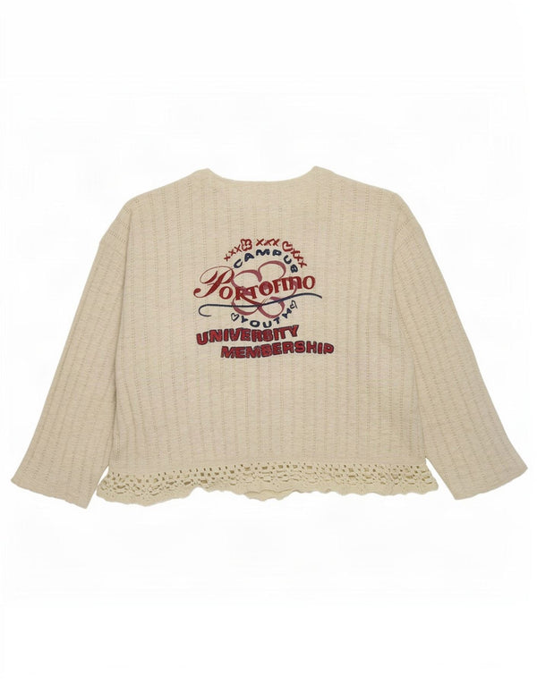 Πουλόβερ Portofino Girls Oversized Graphic Cardigan 9-10 ετών Λευκό βαμβακερό