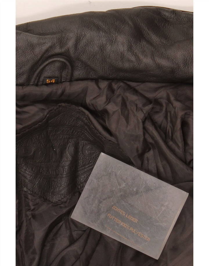 PRINCE Ανδρικό Δερμάτινο Gilet IT 54 2XL Μαύρο Δερμάτινο