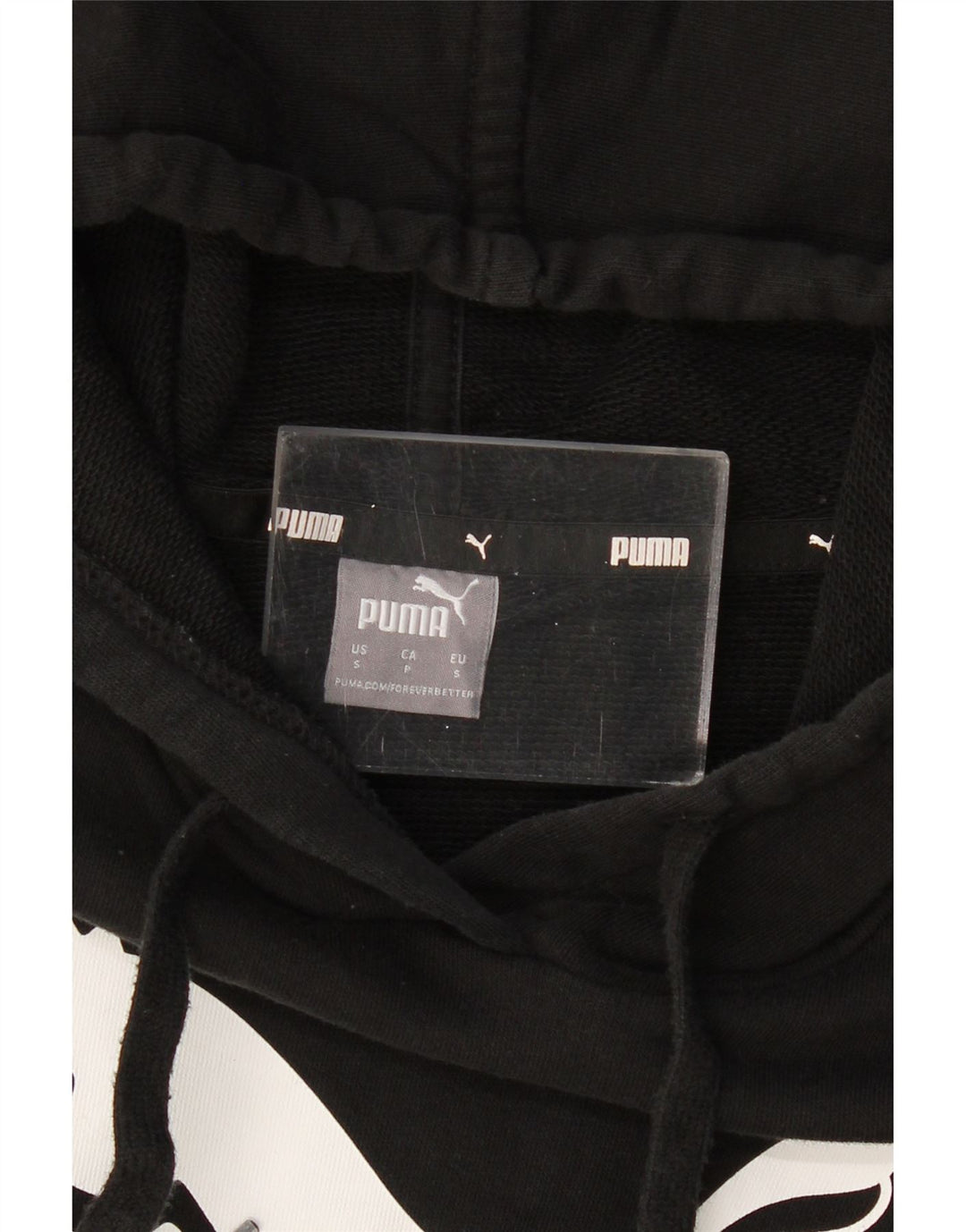 Puma Womens Oversized Crop Graphic Hoodie Jumper UK 10 Small Black