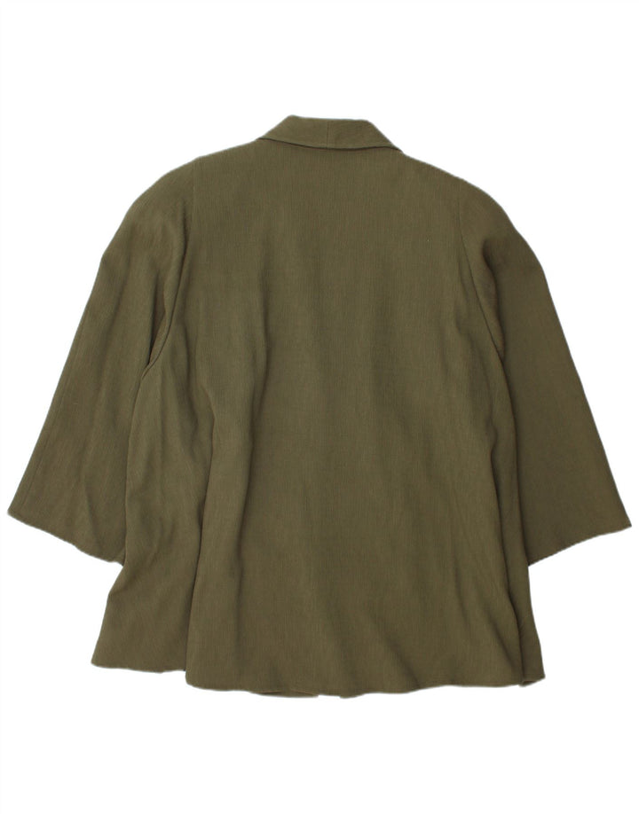 VINTAGE Womens 3/4 Sleeve Oversized Overcoat UK 22 3XL Khaki