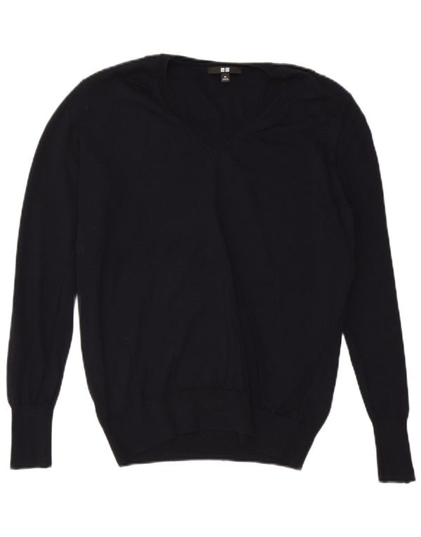 Ανδρικό πουλόβερ Uniqlo με V λαιμόκοψη XL Μαλλί Navy Blue