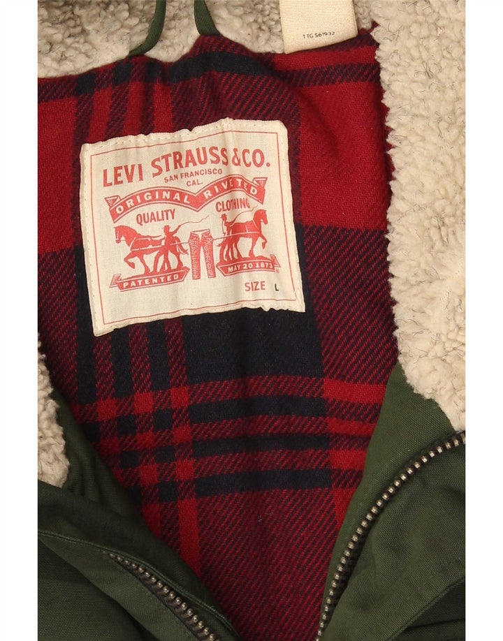 Ανδρικό μπουφάν με κουκούλα Levi's UK 40 μεγάλο πράσινο βαμβακερό