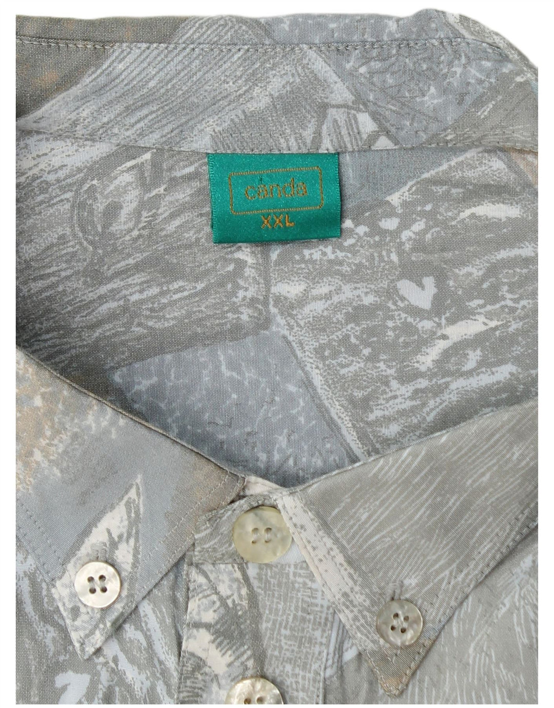 CANDA Ανδρικό πουκάμισο πουλόβερ με κοντό μανίκι αφηρημένο σχέδιο 2XL μπλε βισκόζη