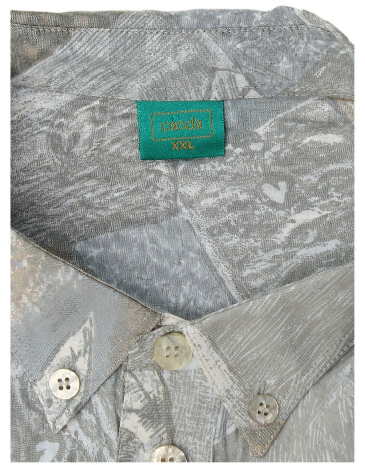 CANDA Ανδρικό πουκάμισο πουλόβερ με κοντό μανίκι αφηρημένο σχέδιο 2XL μπλε βισκόζη