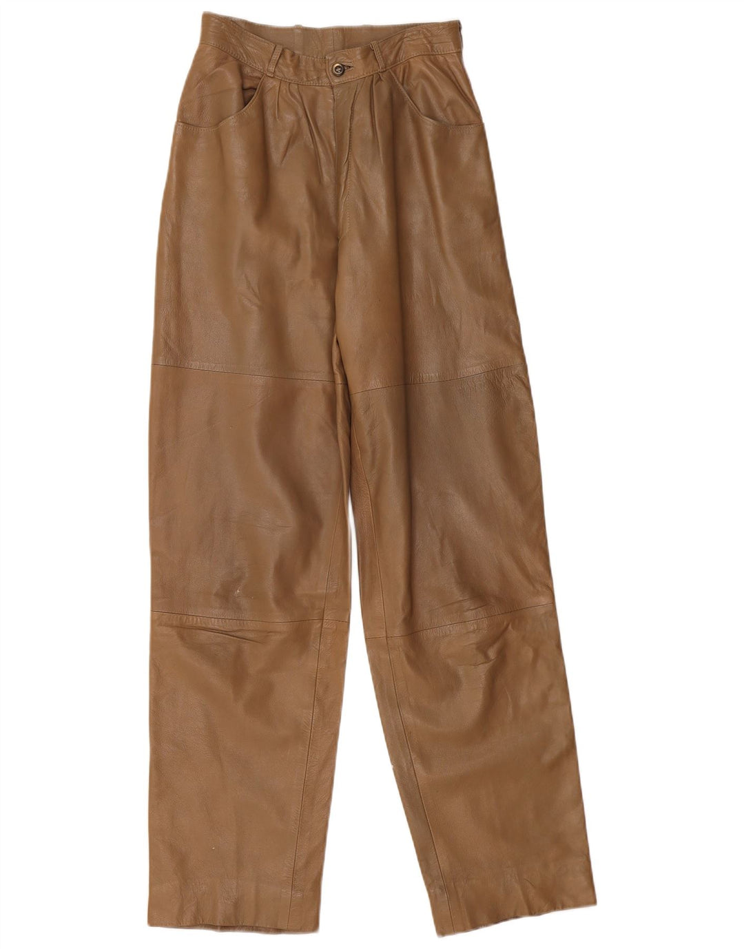 Γυναικείο Δερμάτινο Παντελόνι με Φαρδιά Εφαρμογή VINTAGE W26 L32 Μπεζ