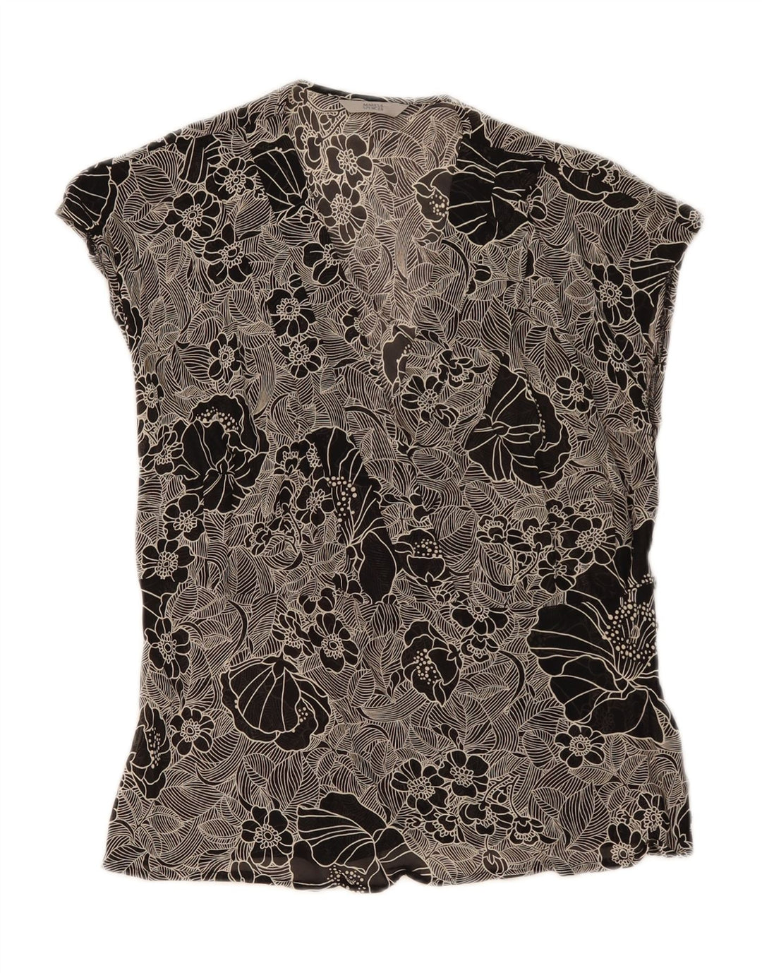 Marks & Spencer Γυναικεία Μπλούζα Τοπ UK 16 Large Black Floral