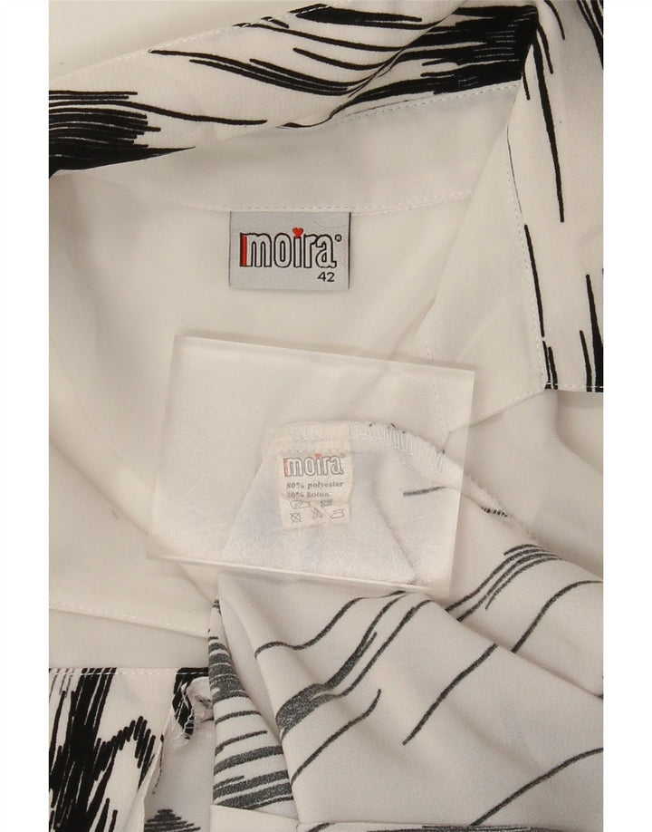 Vintage γυναικείο πουκάμισο 3/4 μανίκι μπλούζα IT 42 μεσαίο λευκό ριγέ πολυεστέρα