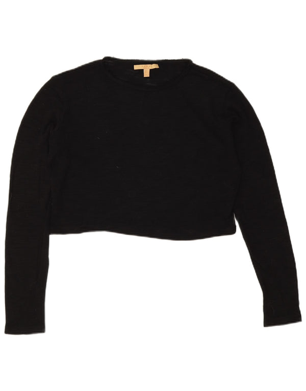 Zara Γυναικείο Trafaluc Crop Oversized Top Μακρύ μανίκι UK 10 Small Black