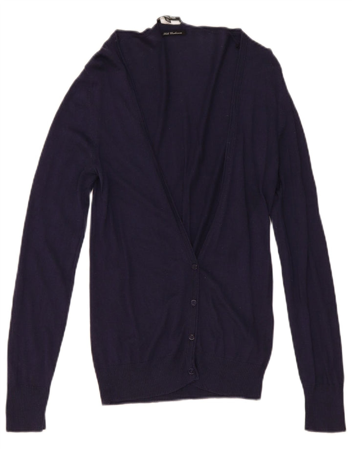 Massimo Dutti Γυναικείο πουλόβερ ζακέτα UK 12 Medium Navy Blue Silk