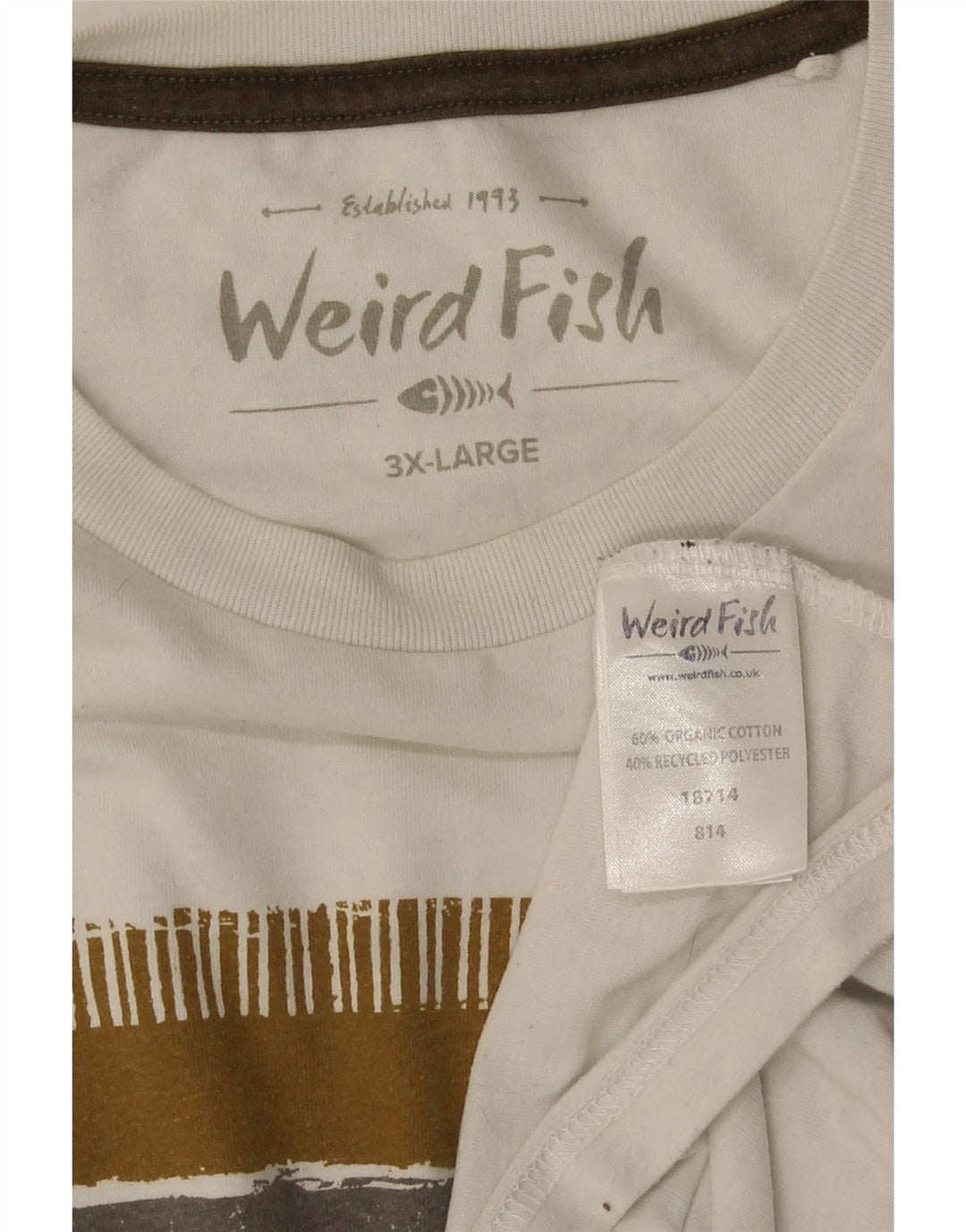 WEIRD FISH Ανδρικό γραφικό T-Shirt Top 3XL Λευκό βαμβακερό