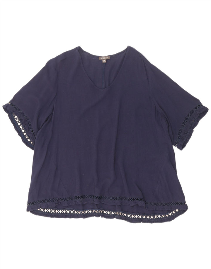 Marks & Spencer Γυναικεία Αυτόγραφο Μπλούζα Oversized Top UK 18 XL Navy Blue