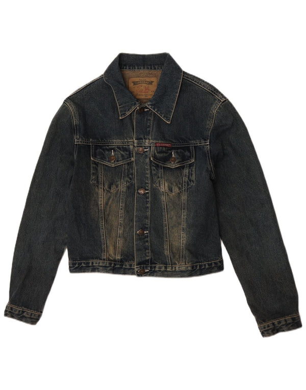 Vintage Γυναικείο Τζιν Μπουφάν UK 14 Medium Navy Blue Cotton