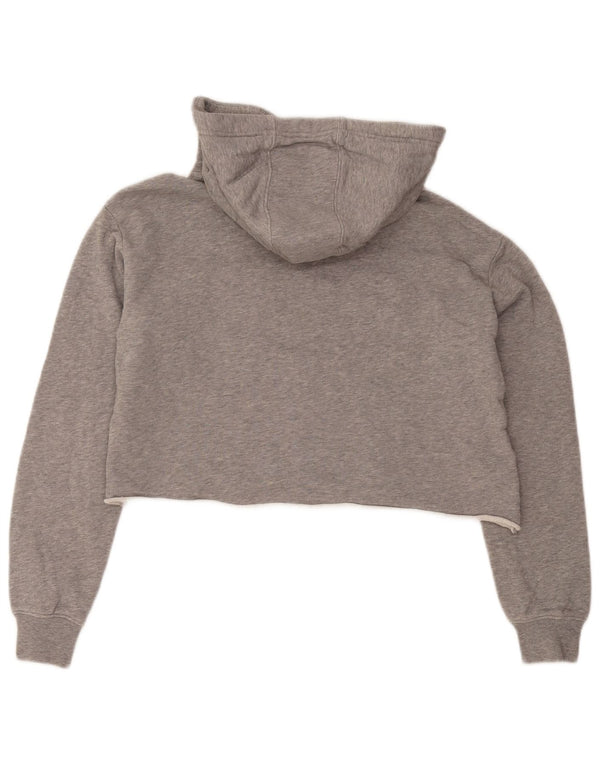 Champion Women's Oversized Crop Hoodie Jumper UK 10 Small Grey Flecked