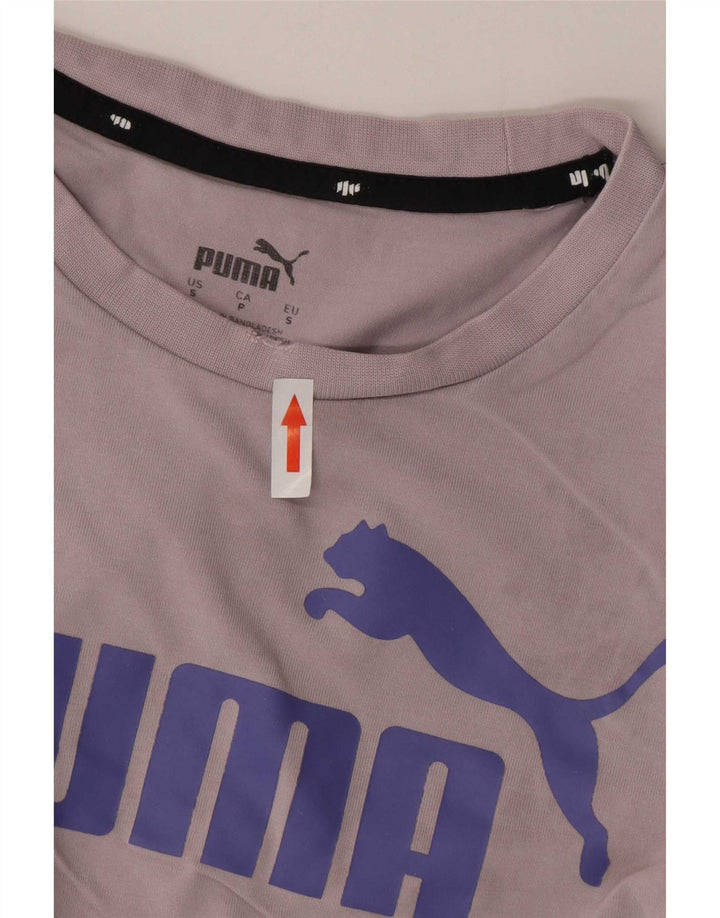 Γυναικείο γραφικό T-Shirt Puma Crop Top UK 10 Small Grey