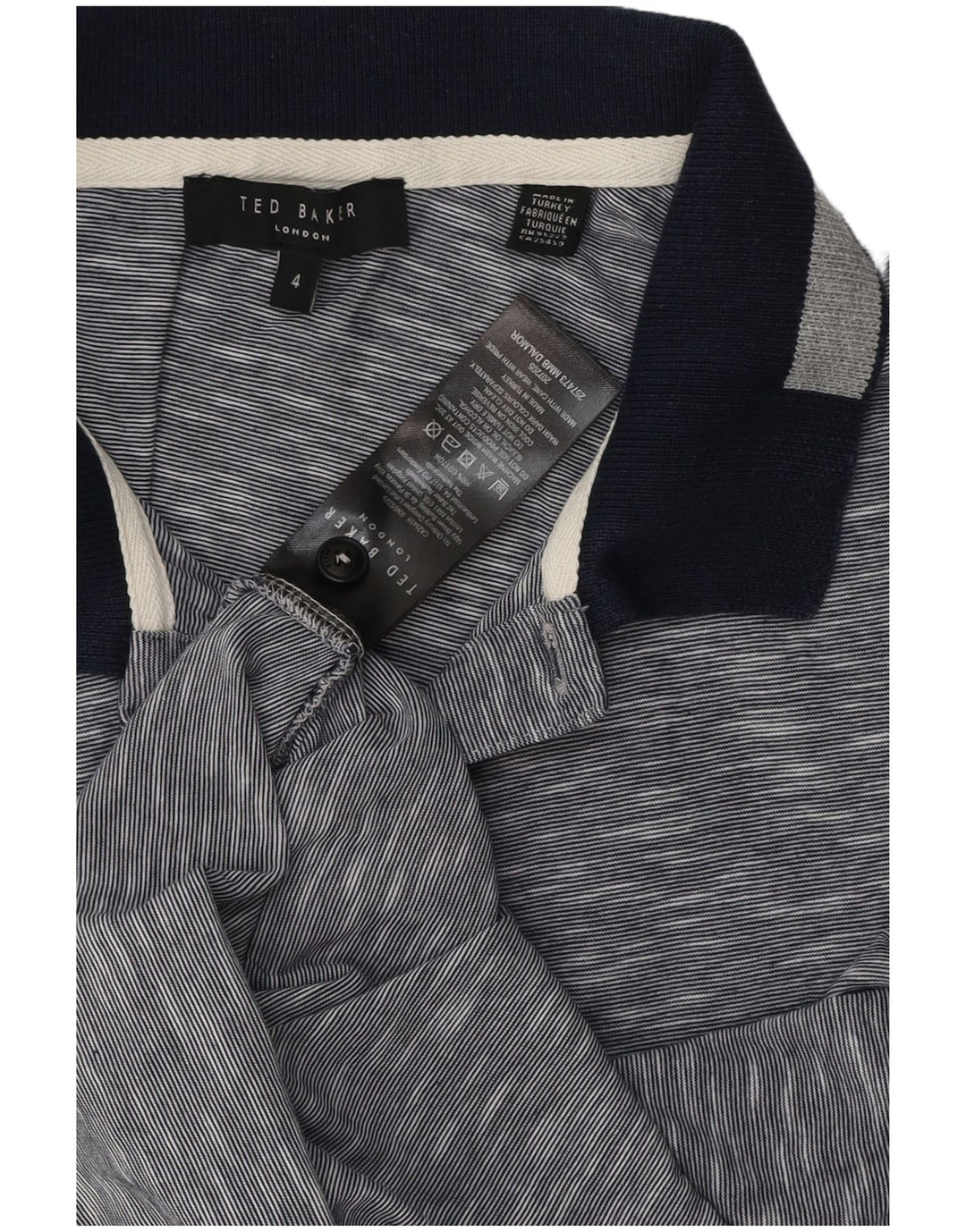 Ted Baker Ανδρικό μπλουζάκι πόλο νούμερο 4 Μεγάλο βαμβακερό μπλε ναυτικό