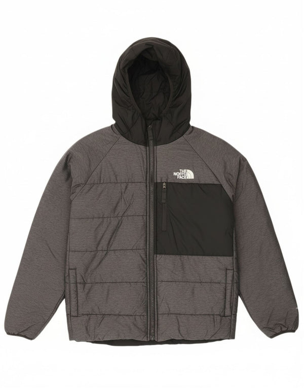 The North Face Boys Hooded padded Jacket 11-12 Years Large Grey Colourblock