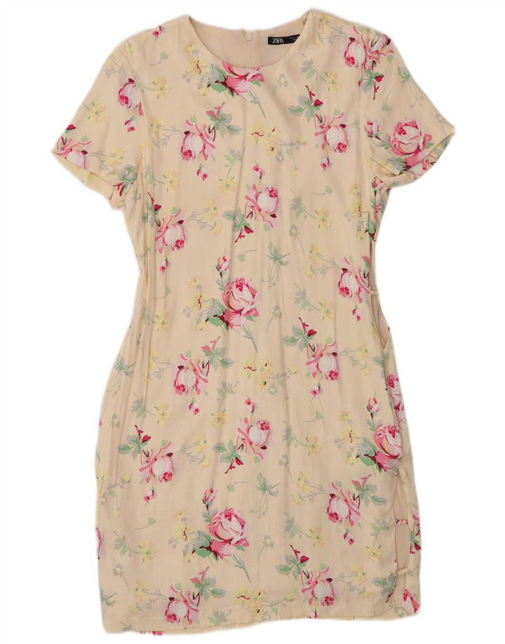 Zara Γυναικείο φόρεμα με θήκη UK 10 Small Off White Floral Polyester