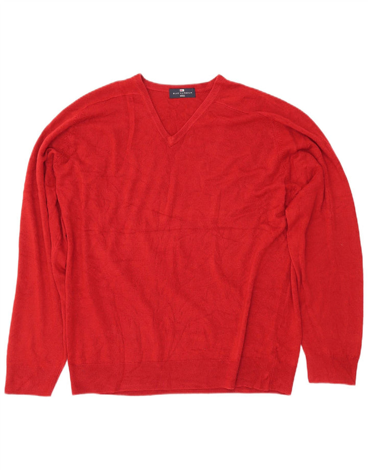 Ανδρικό πουλόβερ MARKS & SPENCER Μπλε Harbor V-Neck Jumper Μεγάλο κόκκινο ακρυλικό