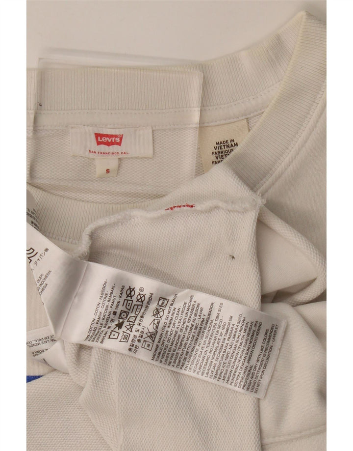 Γυναικεία Levi's Oversized Graphic Crop Φούτερ Jumper UK 10 Small White
