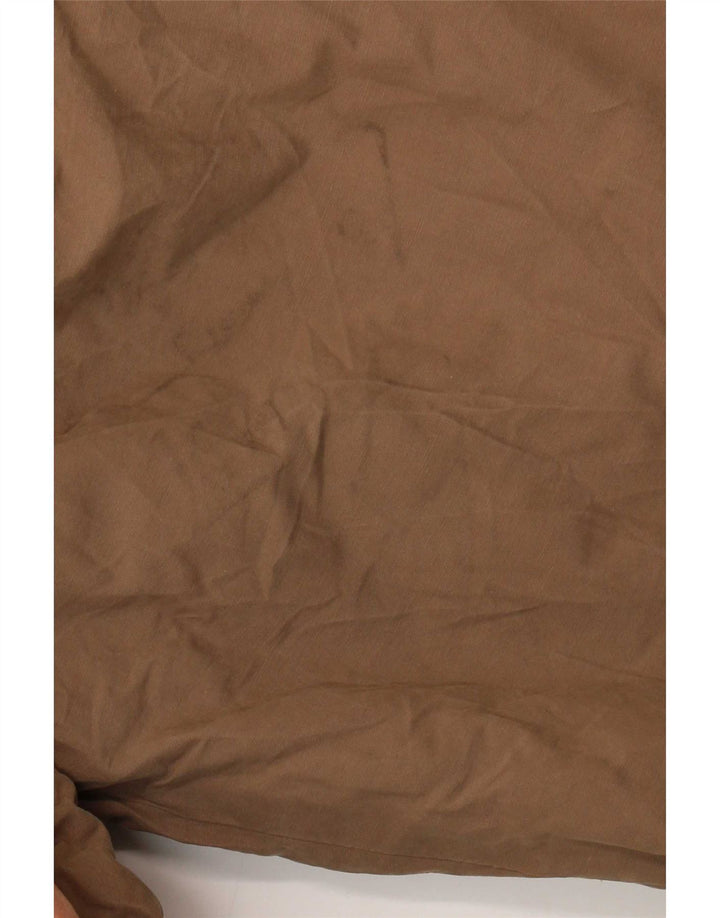 Zara Γυναικείο Crop Bomber Jacket UK 16 Large Brown Βαμβακερό