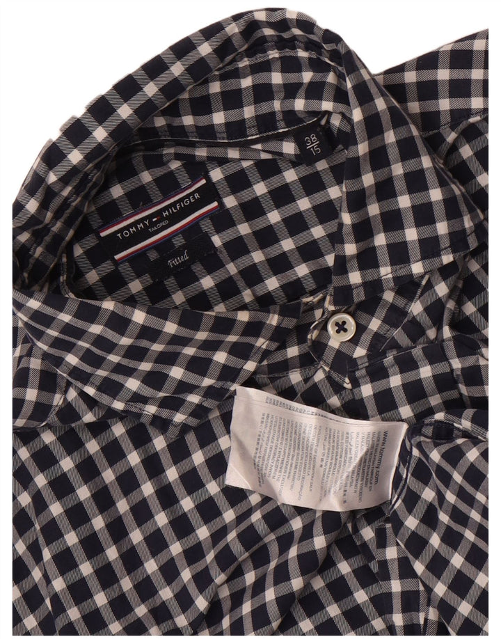 Ανδρικό πουκάμισο Tommy Hilfiger, Μέγεθος 38 15, Μεσαίο Navy Blue Gingham Cotton
